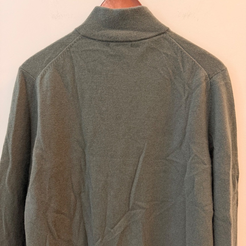 Quince Sweater Mongolian Cashmere Quarter Zip Lightweight Travel Moss Large NWOT - Picture 7 of 11